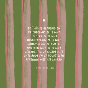 Valentijnskaart christelijke tekst strepen groen roze