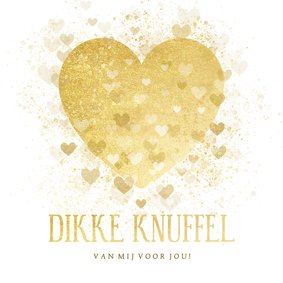 Valentijnskaart dikke knuffel gouden hart