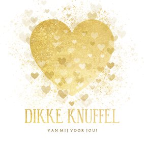 Valentijnskaart dikke knuffel gouden hart