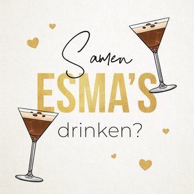 Valentijnskaart esma proosten hartjes goud vriendin meid