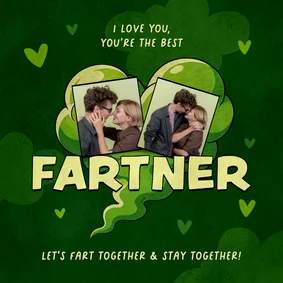 Valentijnskaart fart humor foute valentijn fotokaart groen