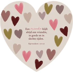 Valentijnskaart hartvorm hartjes vriendin bijbeltekst