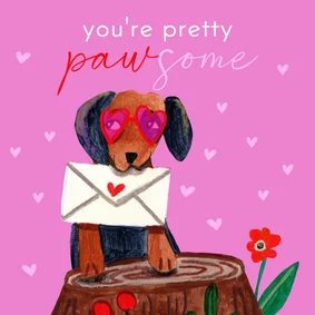 Valentijnskaart hond liefde pawsome illustratie
