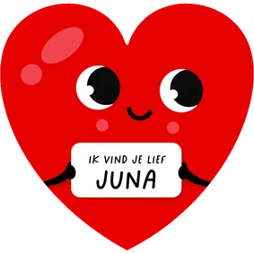 Valentijnskaart in hart vorm - lief hartje met oogjes