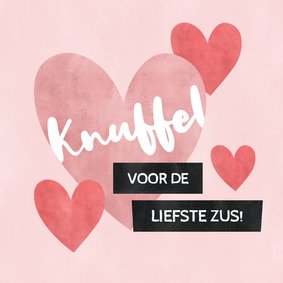 Valentijnskaart knuffel voor de liefste zus met hartjes