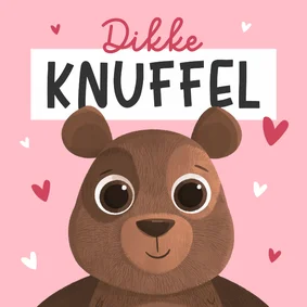 Valentijnskaart knuffelbeer dikke knuffel hartjes roze