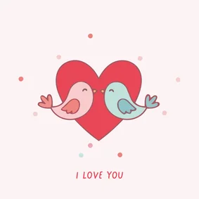 Valentijnskaart liefdes vogeltjes