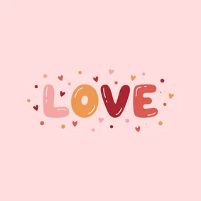Valentijnskaart love letters met hartjes