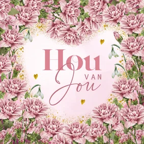 Valentijnskaart met bloemen in hartvorm