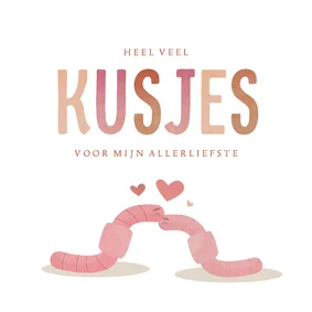 Valentijnskaart met kussende wormpjes