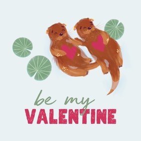 Valentijnskaart met twee otters