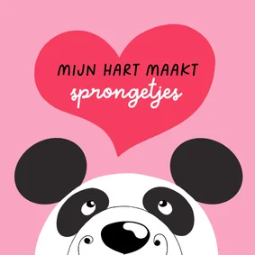 Valentijnskaart - Panda sprongetjes van geluk