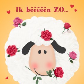 Valentijnskaart schaap met rozen