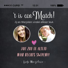 Valentijnskaart 't is een match!' met 2 foto's