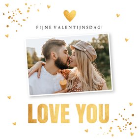 Valentijnskaart wit goudlook confetti foto