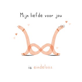 Valentijnskaart wormen infinity teken liefde is eindeloos