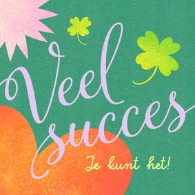 Veel succes kaart klavertje vier hart