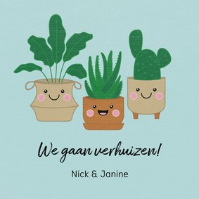 Verhuisbericht met vrolijke planten