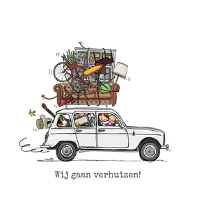 Verhuiskaart auto wit