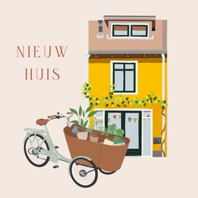 Verhuiskaart bakfiets met planten