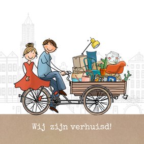 Verhuiskaart bakfiets stelletje