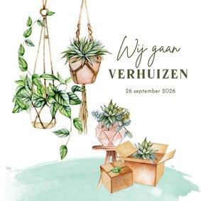 Verhuiskaart hangplanten macramé