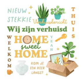 Verhuiskaart new home nieuw stekkie verhuisbericht sleutel