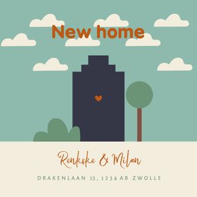 Verhuiskaart nieuwe woning illustratie huis