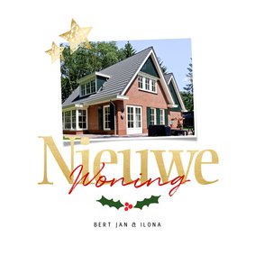 Verhuiskaart nieuwe woning voor 2 foto's - een gouden kerst