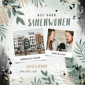 Verhuiskaart samenwonen housewarming botanisch foto