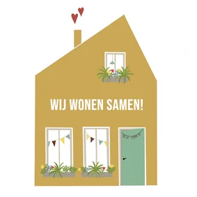 Verhuiskaart Samenwonen Huis met hartjes