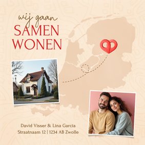 Verhuiskaart samenwonen nederland locatie pin hartje foto's