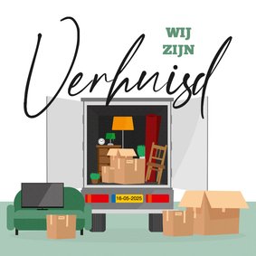 Verhuiskaart verhuiswagen verhuisd dozen spullen illustratie