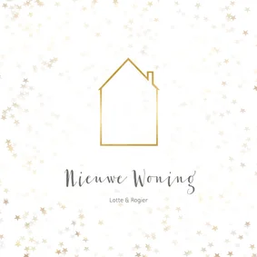 Verhuiskaart vierkant met huis - Een gouden kerst