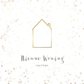 Verhuiskaart vierkant met huis - Een gouden kerst