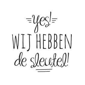 Verhuiskaart Yes wij hebben de sleutel zwart wit