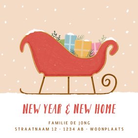 Verhuiskaartje kerst met arrenslee new year new home