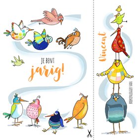 Verjaardag - boekenleggerkaart met vogels