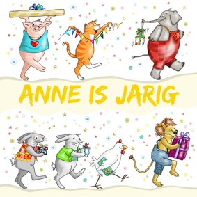 Verjaardag - dieren met kadootjes voor de jarige