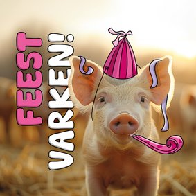 Verjaardag feestvarken kaart