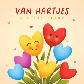 Verjaardag felicitatie hartjes tulpen