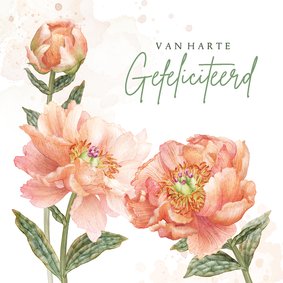 verjaardag felicitatie roze pioenroos