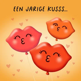 Verjaardag kus ballonnen felicitatie