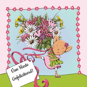 Verjaardag muis en bloemen - IH