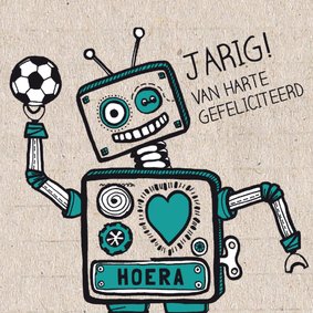 Verjaardag robot met voetbal