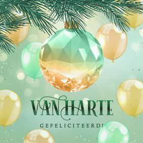 Verjaardag sprankelend met ballonnen & kristallen ornamenten