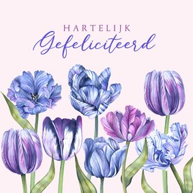 Verjaardag tulpen paars en blauw