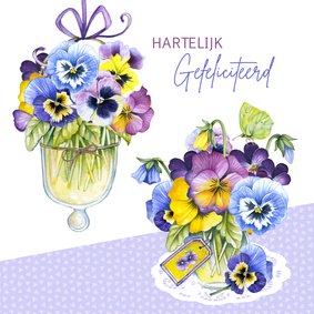 Verjaardag viooltjes vaasjes