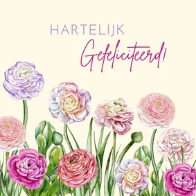Verjaardagkaart ranonkelbloemen