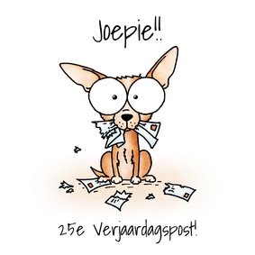 Verjaardagsfelicitatie - Chihuahua met verscheurde brieven